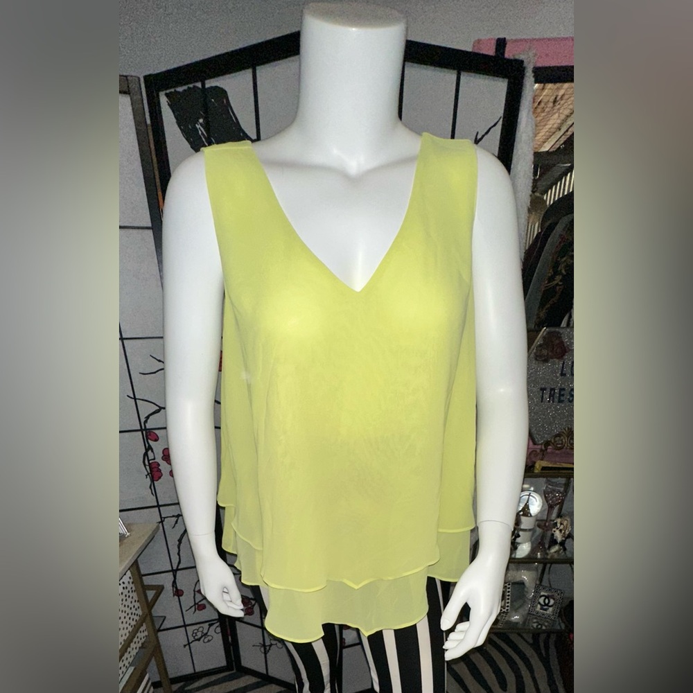 Neon green v-neck camisole.